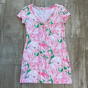 Lilly Pulitzer Pink and Green Flamingo Dress